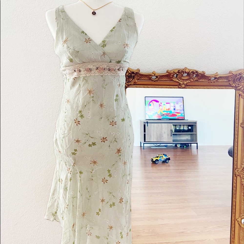 SOLD Vintage Green Asymmetrical Dress